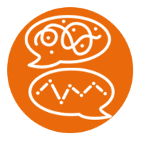 Orange circle icon for CBT Therapy of tangled thoughts being unraveled symbolizing healthy coping strategies.