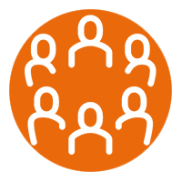 Orange circle group therapy icon