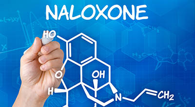 Naloxone chemical makeup drawn on whiteboard, showing what is Naloxone.