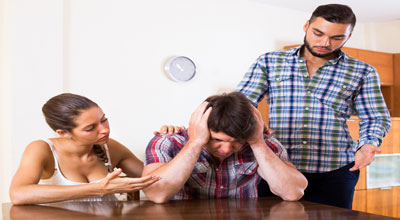 friends have an intervention for their alcoholic friend