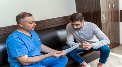 Man talking to his doctor