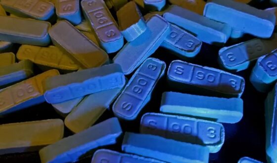 Close-up of blue Xanax bars representing benzodiazepine addiction and the need for professional Xanax detox at 12 South Recovery in Orange County, CA.