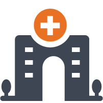 Partial hospitalization program for addiction treatment icon showing a small medical building