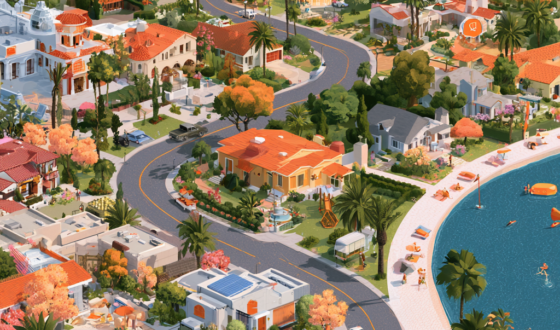 Orange County rehab near a scenic Southern California neighborhood with palm trees, residential homes, mountains, and coastal views.